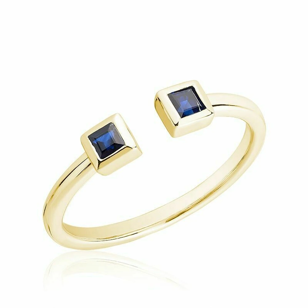 Split Open Shank Blue Sapphire Yellow Gold