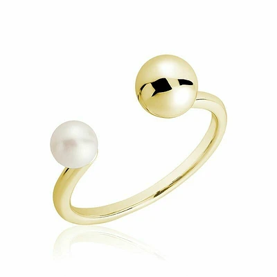 Open Pearl Ring Yellow Gold