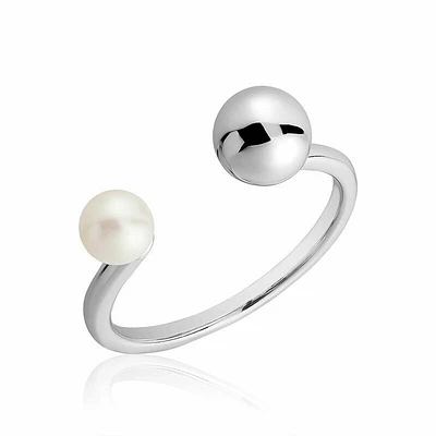 Open Pearl Ring White Gold