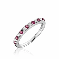 Pave Semi Eternity Ruby & Diamond Ring