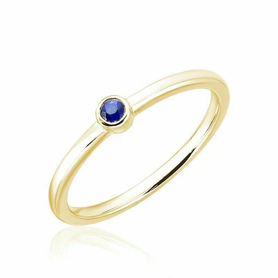 Blue Sapphire Stackable Ring Yellow Gold