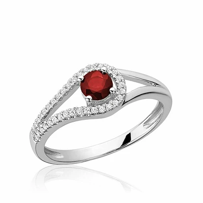 Split Shank Ruby & Diamond Ring Gold