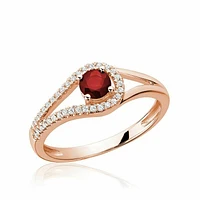 Split Shank Ruby & Diamond Ring Rose Gold