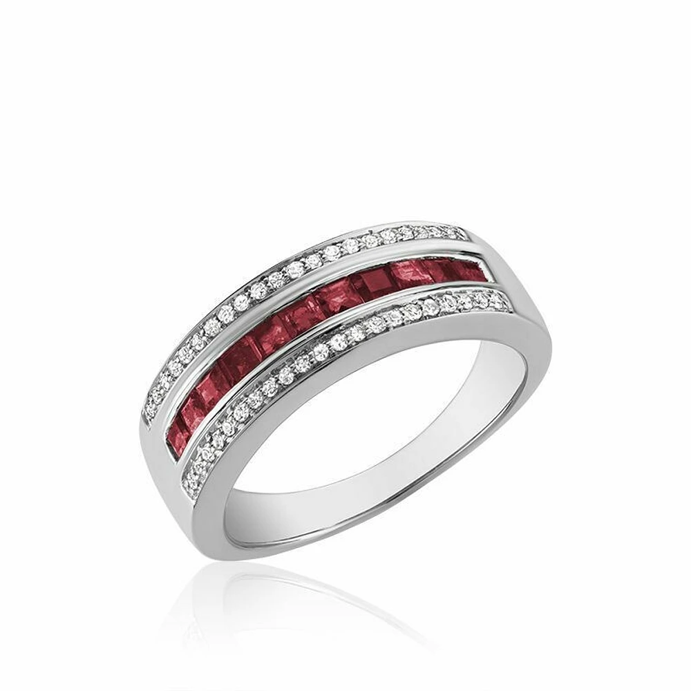 Ruby & Diamond Ring White Gold