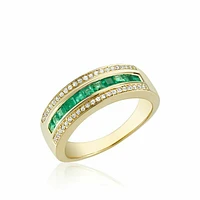 Emerald & Diamond Ring Yellow Gold