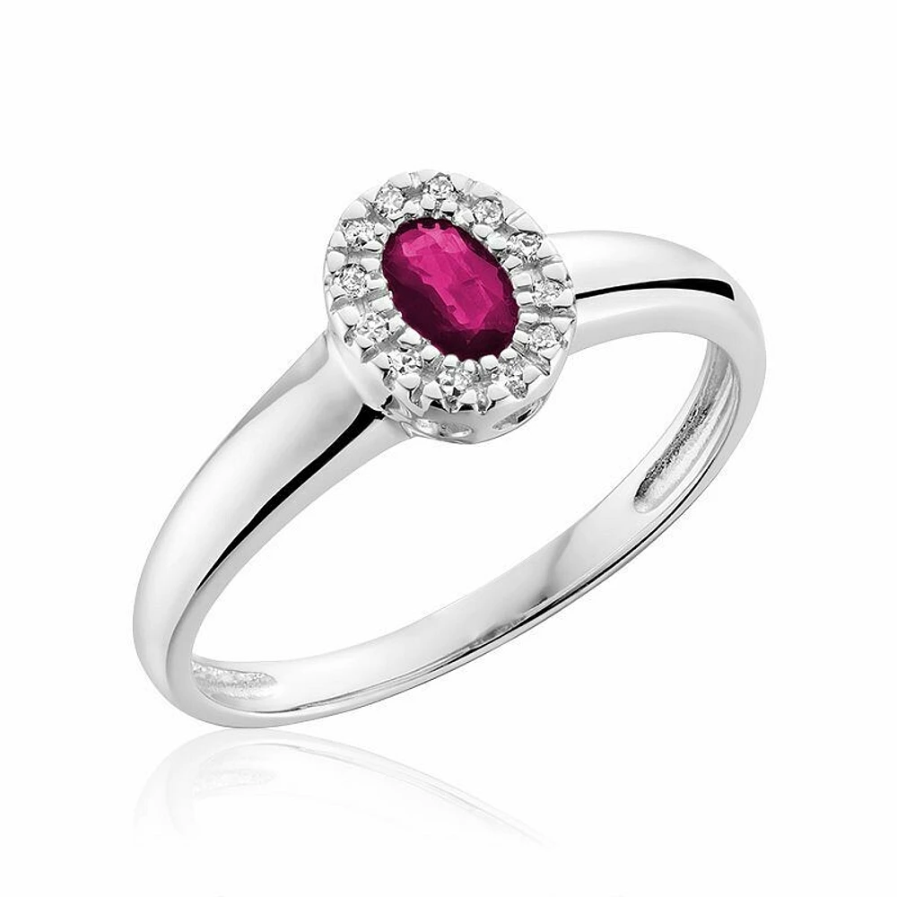 Oval Pink Topaz & Diamond Halo Ring White Gold