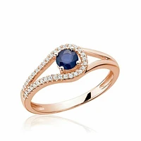 Split Shank Blue Sapphire & Diamond Ring Rose Gold