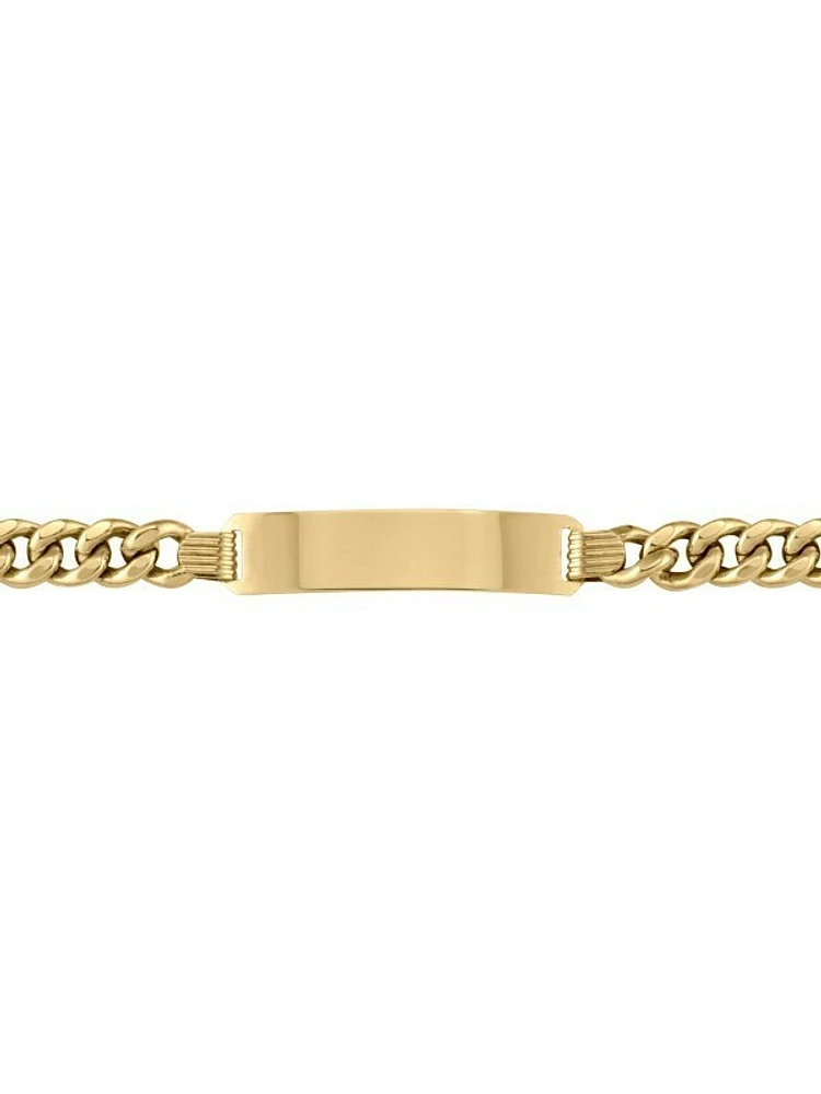 Yellow Gold Hollow Curb ID Bracelet 10KT, 14KT & 18KT