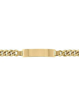 Yellow Gold Hollow Curb ID Bracelet  10KT, 14KT & 18KT