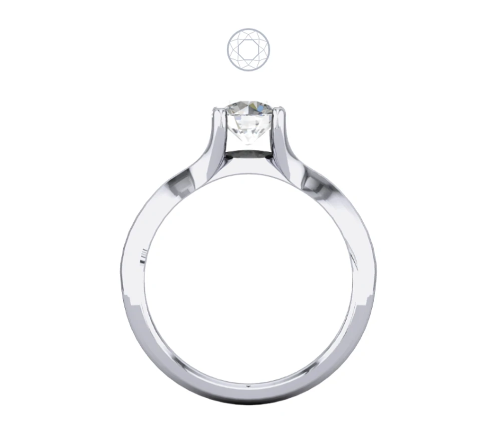 Solitaire Diamond Ring Knife Edge Four Prong