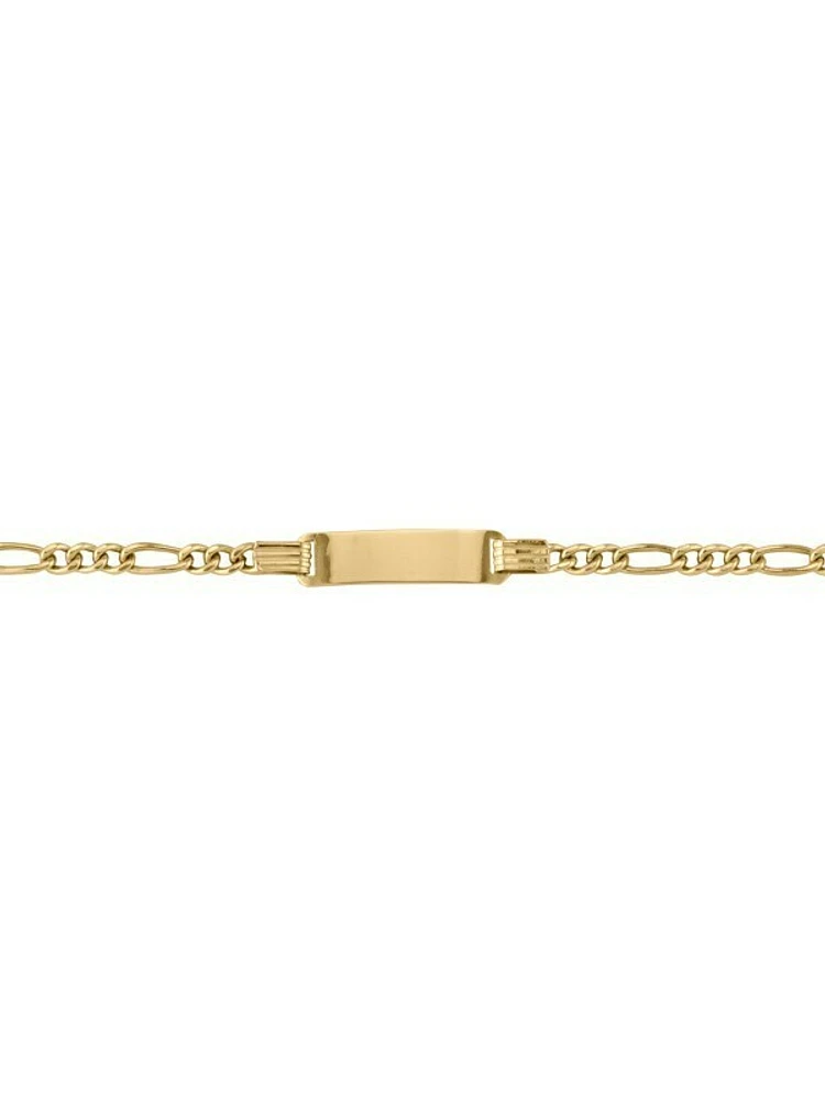 Yellow Gold Hollow Figaro Id Bracelet 10KT