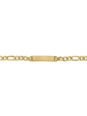 Yellow Gold Hollow Figaro ID Bracelet 10KT