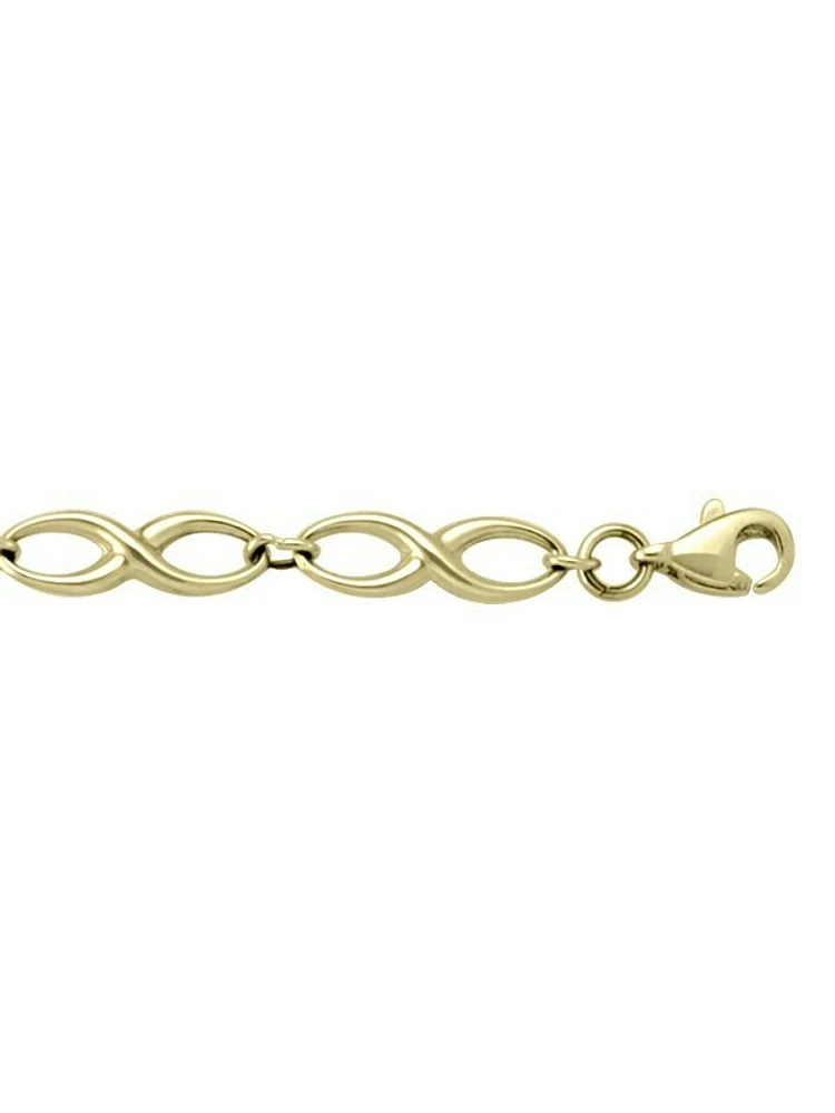 Yellow Gold Infinity Hollow Link Bracelet 10KT