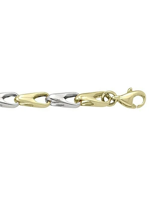 White & Yellow Gold Two Tone Hollow Fancy Round Link 18KT