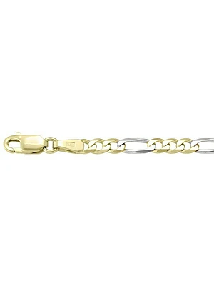 Yellow & White Gold Two Tone Solid Figaro Link Chain 10KT