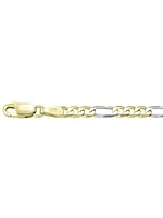 Yellow & White Gold Two Tone Solid Figaro Link Chain 10KT