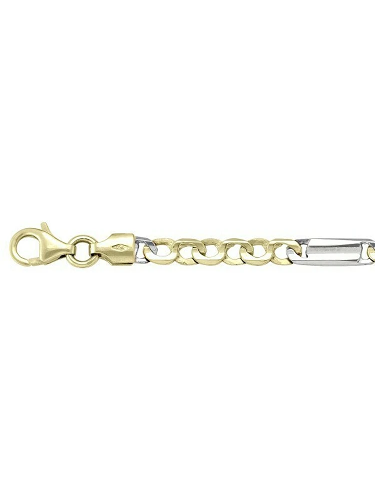 White & Yellow Gold Two Tone Solid Flat Fancy Link Chain 18KT