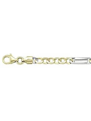 White & Yellow Gold Two Tone Solid Flat Fancy Link Chain 18KT