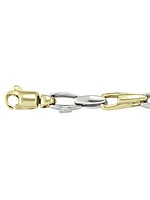 White & Yellow Gold Two Tone Solid Flat Fancy Link Chain 14KT