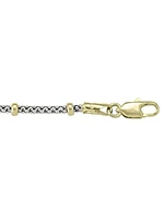 Two Tone Gold Station Bead Link Bracelet 14KT