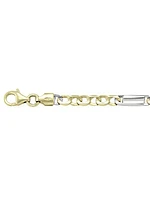 White & Yellow Gold Two Tone Solid Flat Fancy Link Bracelet 18KT