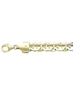 White & Yellow Gold Two Tone Solid Flat Fancy Link Bracelet 14KT