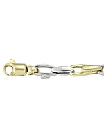 White & Yellow Gold Two Tone Solid Flat Fancy Link Bracelet 14KT