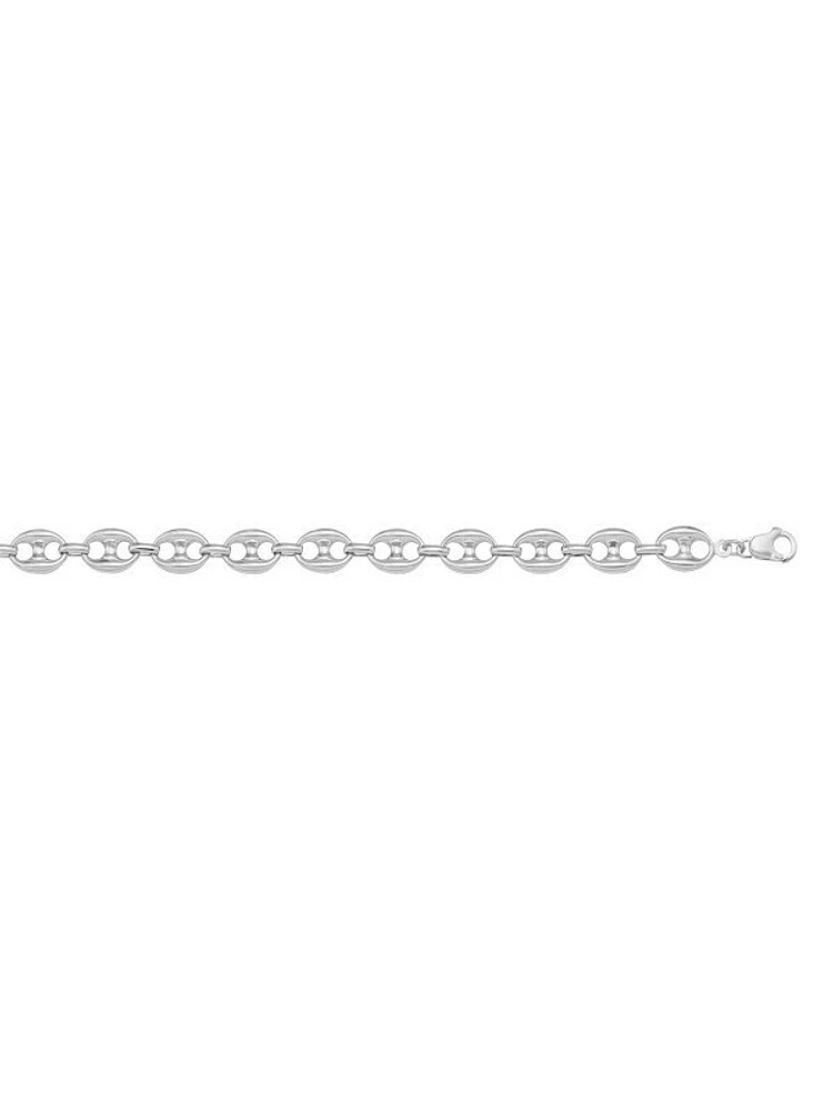 White Gold Hollow Puffed Anchor Link Chain 14KT & 18KT