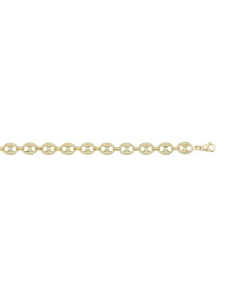 Yellow Gold Hollow Puffed Anchor Link Bracelet 10KT