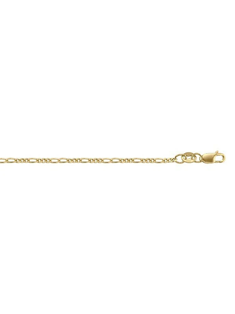 Yellow Gold Lightly Plated Solid Figaro Link Chain 10KT