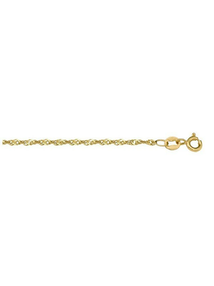 Yellow Gold Lightly Plated Solid Singapore Link Chain 10KT