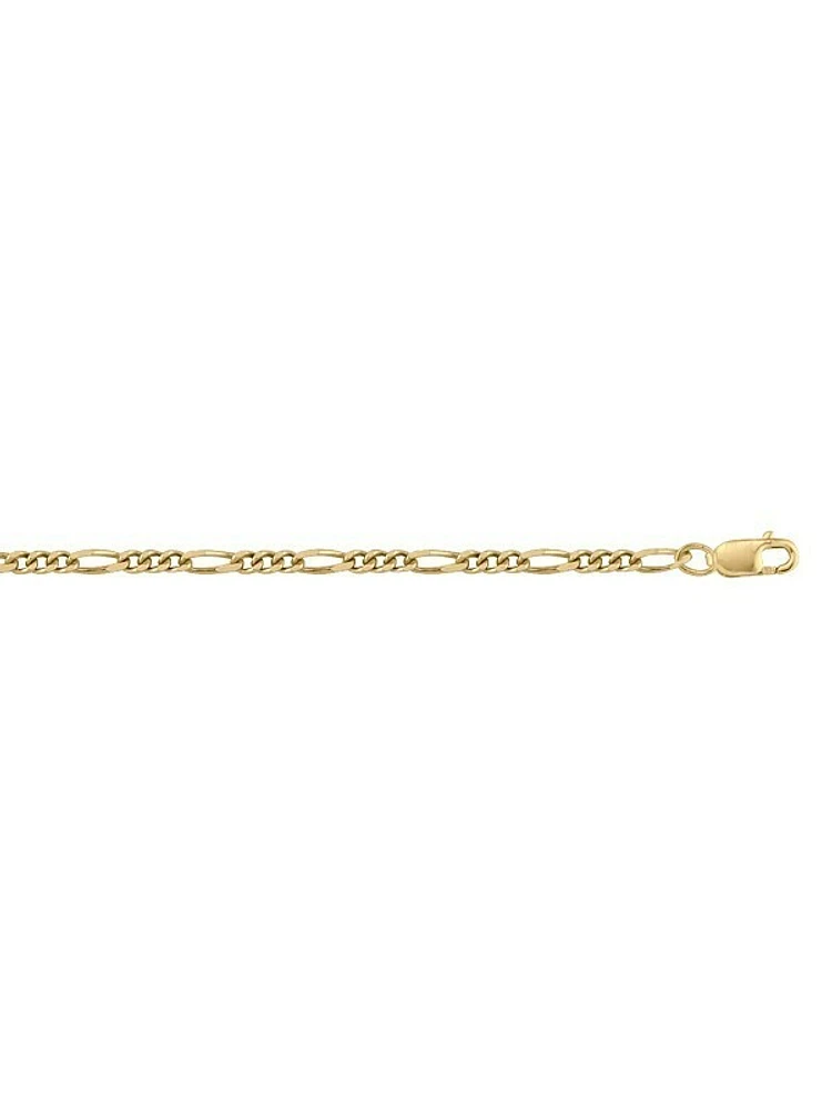 Yellow Gold Lightly Plated Solid Figaro Link Chain 10KT