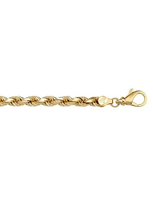 Yellow Gold Solid Diamond Cut Rope Link Bracelet 14KT & 18KT