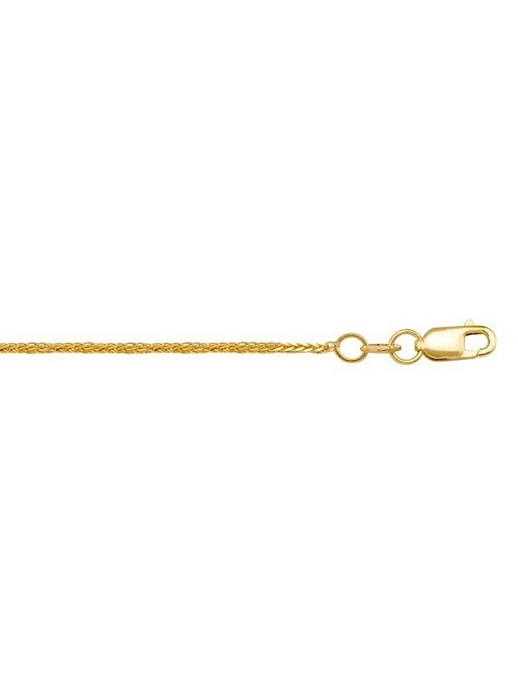 Yellow Gold Solid Square Wheat Link Chain 10KT, 14KT & 18KT