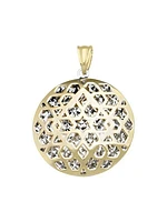 White & Yellow Gold Two Tone Diamond Cut Disc Pendant 10KT