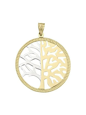 White & Yellow Gold Large Tree Of Life Pendant 10KT