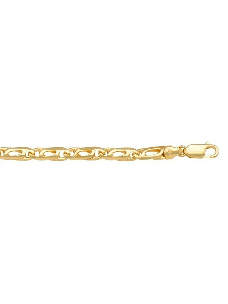 Yellow Gold Solid Tiger Eye Link Chain 10KT