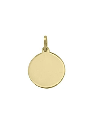 Yellow Gold 14mm Round Tag Pendant 14KT