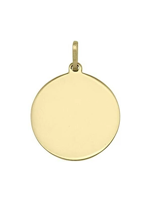 Yellow Gold 18mm Round Tag Pendant 14KT