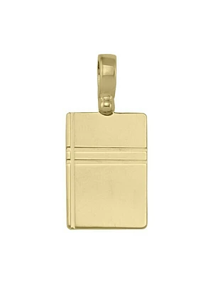 Yellow Gold Rectangular Tag Pendant With Design 10KT