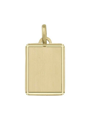 Yellow Gold Satin Finish Rectangular Tag Pendant 18KT