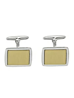 White & Yellow Gold Two Tone Fancy Rectangular Cufflinks 14KT