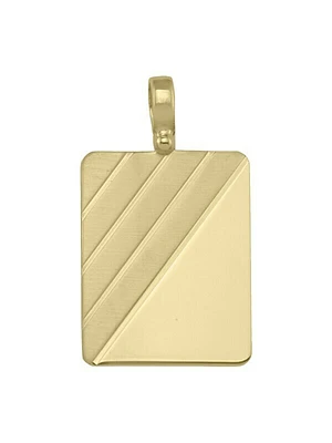 Yellow Gold Rectangular Tag Pendant With Design 10KT