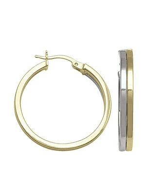 White & Yellow Gold Two Tone Hoop Earring 14KT