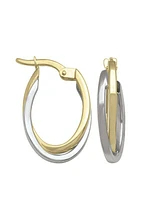 White & Yellow Gold Two Tone Fancy Hoop Earring 10KT