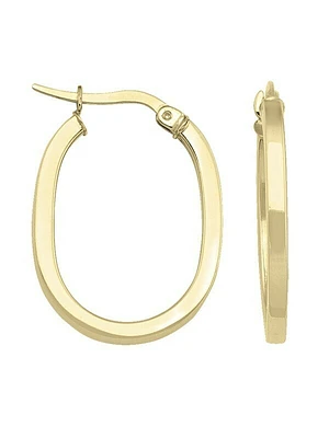 Gold Oval Square Tube Earring 14KT