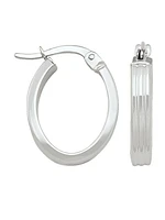 White Gold Oval Patterned Hoop Earring 14KT