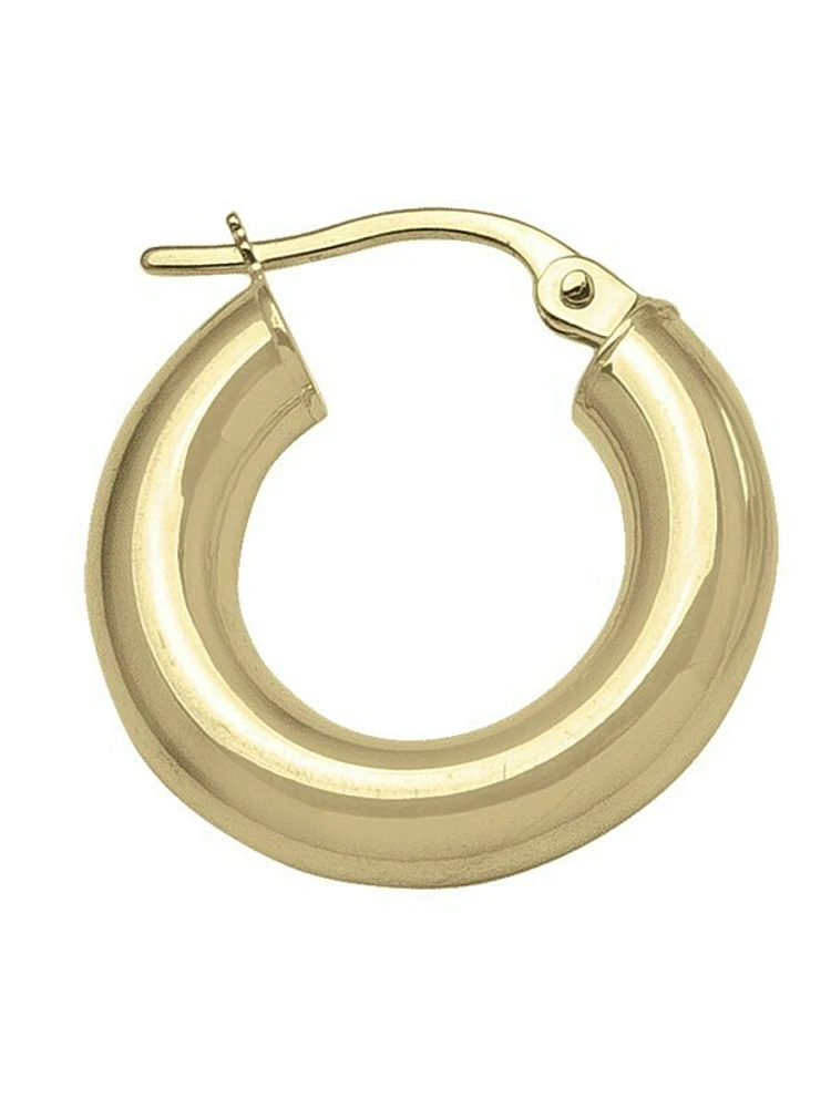 Yellow Gold High Polish Plain 4mm Tube Hoop Earring 10KT