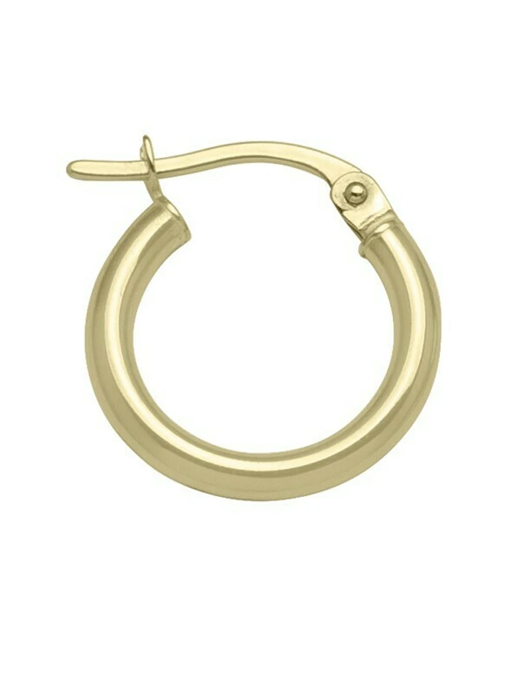 Gold High Polish Plain 2mm Tube Hoop Earring 10KT