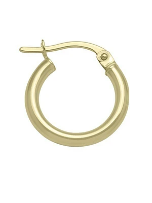 Gold High Polish Plain 2mm Tube Hoop Earring 10KT